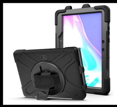 Hoes Geschikt voor Samsung Galaxy Tab Active5 Pro - Back Cover met Handriem - 360° Draaibare Kickstand Standaard - Beschermhoes Zwart