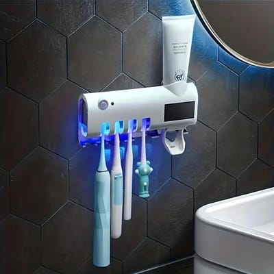 1 stuks Wandgemonteerde Tandenborstel- en Tandpasta-organizer Elektrische Tandenborstelhouder Ruimtebesparend Ontwerp Intelligente Reiniging