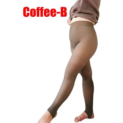 Fleece Gevoerde Panty Dames Legging Thermische Panty Nep Transparante Panty Hoge Taille Winter Warm Sheer Panty ( 80g Zonder Fleece) S-90g brown