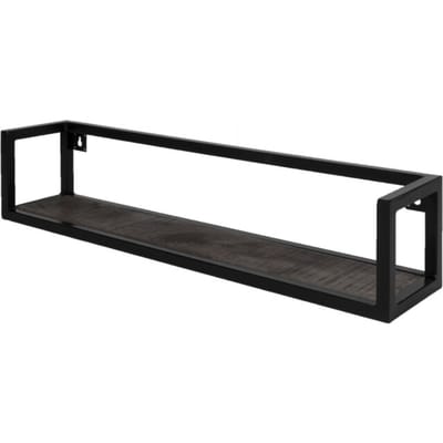 Wandplank Vintage Zwart Mangohout 60 cm - Industriële Wandplank van Mangohout met Stalen Frame