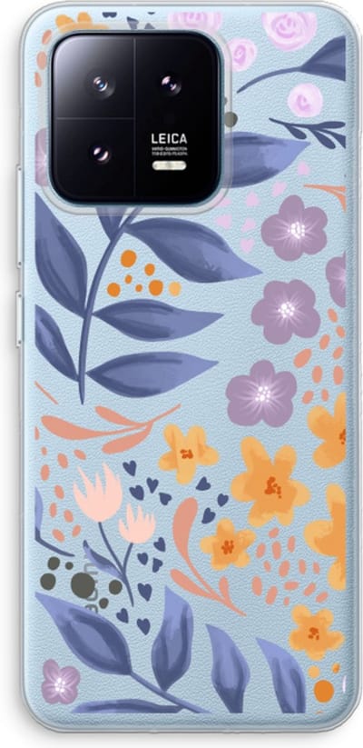 Case Company® - Hoesje geschikt voor Xiaomi 13 Pro hoesje - Flowers with blue leaves - Soft Cover Telefoonhoesje - Bescherming aan alle Kanten en Schermrand