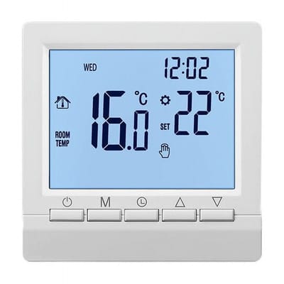 Programmeerbare thermostaat, intelligente temperatuurregelaar met digitaal lcd-display, geschikt voor huishoudelijke en verwarmingstoepassingen.