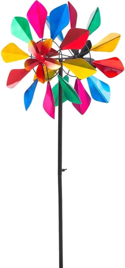 Metalen Windspinner - Bloemen Decoratie - Tuin Verfraaien - Dubbele Beweging - Multikleur