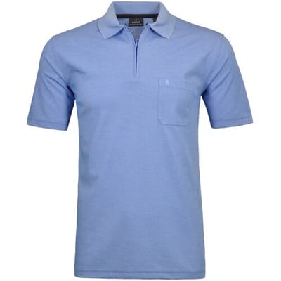 Ragman Uni Easy Care Zipper Poloshirt Pima Cotton Mix Blauw / male