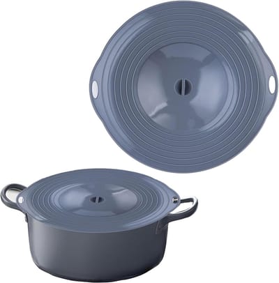 Universeel Siliconen Deksel voor Pannen en Potten, Splash Guard voor Keukenaccessoires, Grijs