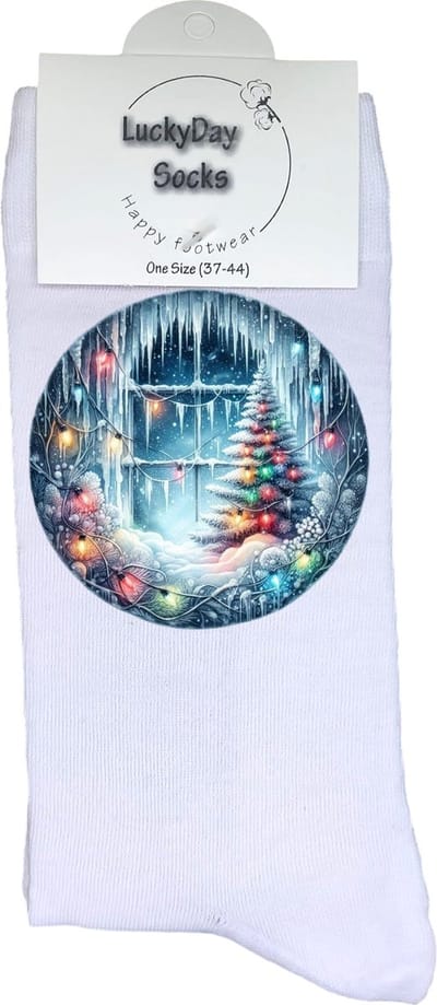 Kerstdecoratie - Verjaardag cadeau - Grappige sokken - Print sokken - Leuke sokken voor heren en dames - Moederdag - Vaderdag - Cadeau voor hem en haar - Kerstcadeau - Vrolijke sokken - Valentijns cadeau - Socks waar je Happy van wordt - Maat 37-44