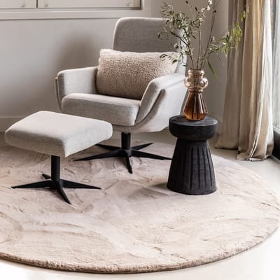 Rond Zacht Hoogpolig Vloerkleed Lux Beige / Taupe - Rond 240 Ø - (XXL)