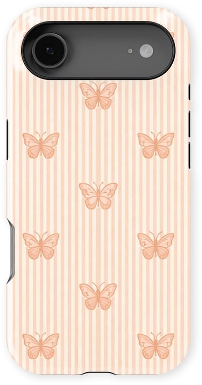DripCase Hoesje geschikt voor iPhone 17 Air | Happy Stripes Motief | Magnetisch Opladen | 2-in-1 Ontwerp | Vrolijke Backcover geschikt voor iPhone 17 Air Blush Butterfly