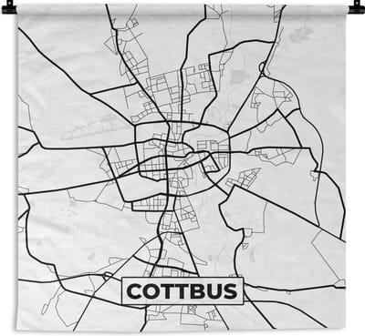 Wandkleed - Wanddoek - Cottbus - Plattegrond - Kaart - Stadskaart - 180x180 cm - Wandtapijt