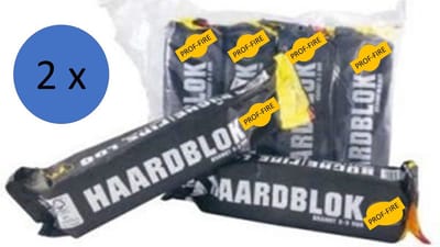 Prof-Fire - Haardblokken (8 stuks) in Eco Doos - Grote warmte - Lange Brandduur - Top Kwaliteit - Makkelijk aansteken