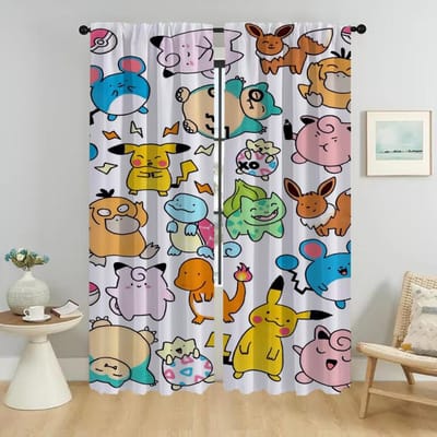 P-pokemones Interieur Gordijnen voor Woonkamer Raamgordijn Scheidingsgordijnen 2 Stuks Halloween Decoratie Shades Camera W50xH70cmx2pcs-CL