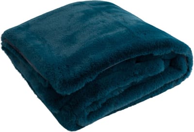 J-Line plaid Cutie - fleece deken – polyester – petrolblauw - 180 x 130 cm