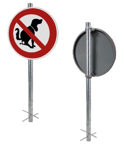 Voordeelset verboden te poepen voor honden bord, buispaal en scharnierbeugel