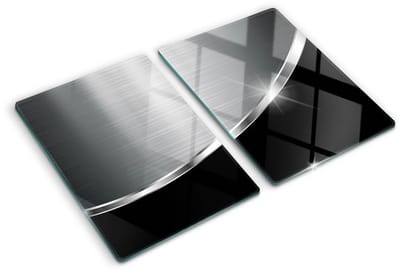 Tulup Glazen Snijplank - Zilver Textuur Serveerplank van glas - SET van 2 STUKS 40 x 52 cm - Dienblad-UV Gelaagd Glas Serveerplanken-Snijplanken Glas-Snijplanken van Glas-Keukengerei