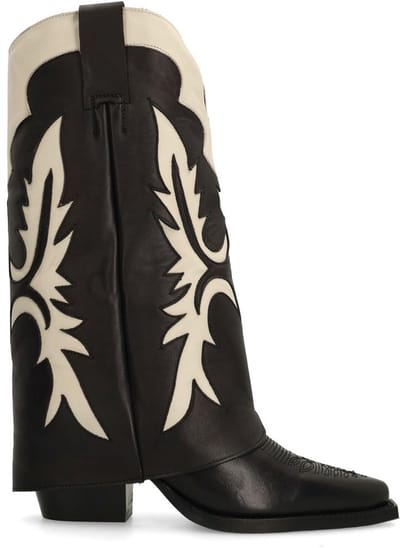 Sacha - Dames - Zwarte leren cowboylaarzen met flap - Maat 36