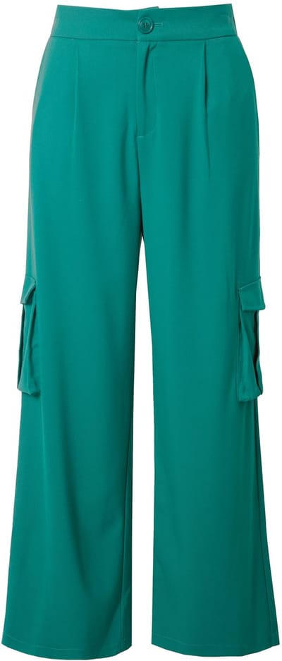 Studio Untold - Dames - Cargobroek hoge taille wijde pijpen cargozakken - Groen - Maat 42