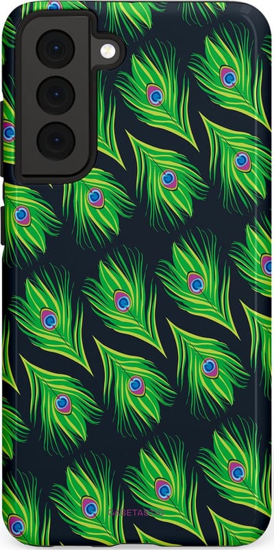 Casetastic Hoesje Geschikt voor Samsung S21 FE - Stijlvolle Beschermende Duo-layer Case - Veren van verleiding
