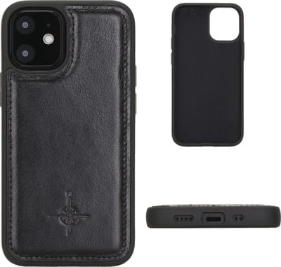 NorthLife - Geschikt voor iPhone 12 Mini - Leren Backcover hoes - Zwart