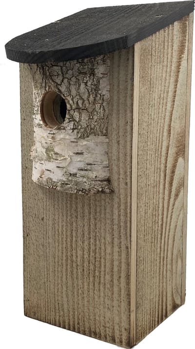 GARDEN SPIRIT Vogelhuisje 12 x 12 x 30 cm Nestkastje gevlamd berk