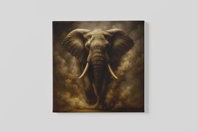 Vierkant Canvas Schilderij - Dieren - Olifant - Wanddecoratie - 40x40x2 cm