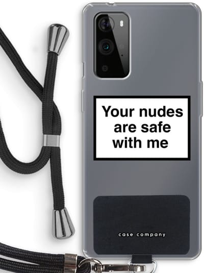Case Company® - Hoesje met koord geschikt voor OnePlus 9 Pro hoesje met Koord - Safe with me - Telefoonhoesje met Zwart Koord - Bescherming aan alle Kanten en Over de Schermrand