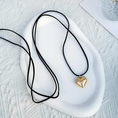 Strik Choker Hartvormige Hanger Kraag Ketting Sieraden Sleutelbeen Ketting Ketting Strik Verstelbare Ketting Ketting Mode Sieraden white