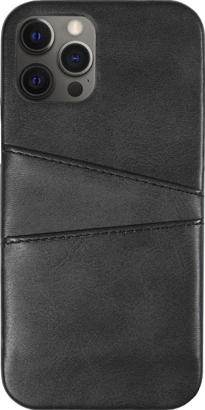 BMAX Leren hardcase hoesje geschikt voor iPhone 12 Pro Max met pashouder - Zwart