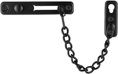 Deurketting - Kettingdeurslot - Veiligheidsslot met deurketting - Diefstalbeveiliging - Deurkettingslot met veiligheidsveer - Kettingslot voor binnendeur en extra voordeur - Mat zwart (1 stuk)
