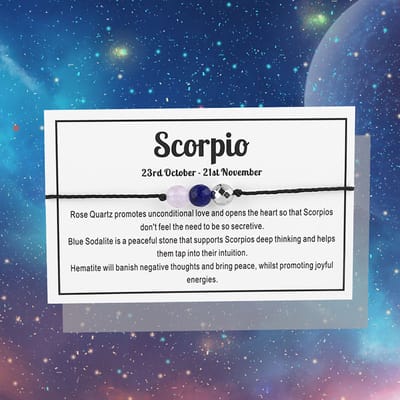 Bixorp Schorpioen / Scorpio Sterrenbeeld Armband - Cadeau Armbandje met Edelstenen Kralen - Rozenkwarts, Sodaliet & Hematiet