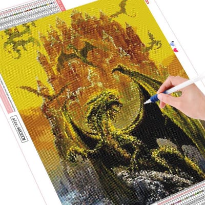 Diamant borduurwerk volledige weergave dier diamant mozaïek 5D diamant schilderij kasteel volledige ronde afbeelding 20X30 yellow