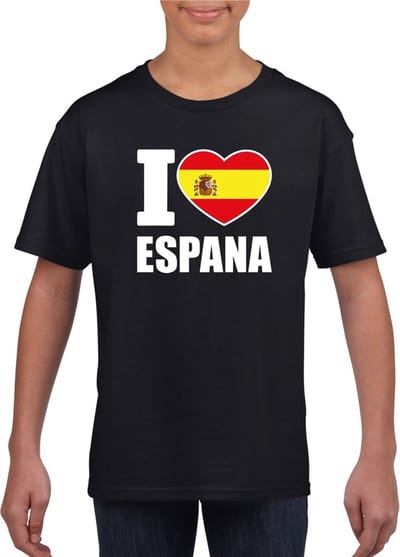 Zwart I love Espana supporter shirt kinderen - Spanje shirt jongens en meisjes 110/116