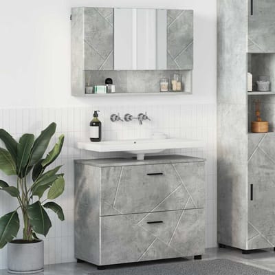 vidaXL - Badkamermeubel - Set - met - lade - met - plank - 2 - pcs - Beton - Grijs