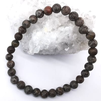 Armband – Edelsteen - Bruine Sneeuwvlok obsidiaan– 6mm Kralen - 18 cm - bevordert innerlijke rust en vrede steen.