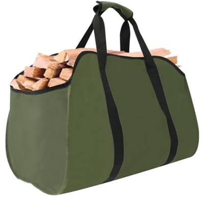 Waterdichte Brandhouttas voor Binnen en Buiten - Handige Mand voor Camping en Tuin - 60 x 34 x 40 cm - Legergroen