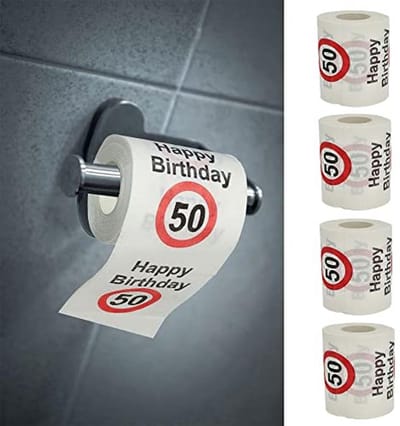 Toiletpapier voor 50e verjaardag - Set van 4 - 2-laags en 24 meter lang
