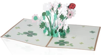 Handgemaakte pop-upkaart met geluksklaver 13 x 18 cm voor verjaardagen, examens en feestdagen, 3D-kaart voor collega's en vrienden