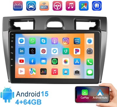 ESSGOO Carplay autoradio voor Ford Fiesta - 2002 t/m 2008 - Android 15 - 4GB + 64GB - Draadloos Apple Carplay en Android auto - 9 inch touchscreen - met navigatie - Bluetooth & Wifi
