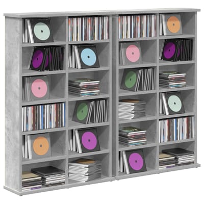vidaXL - CD - Kast - 2 - st - Betongrijs - 60 - x - 17 - x - 92 - cm - Bewerkt - hout