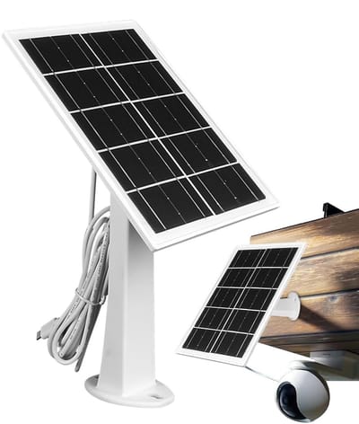 Zonnepaneel Camera - Zonneoplader Buiten - Energie Voorziening - 360 Graden Verstelbaar - IP66 Waterdicht - Wit