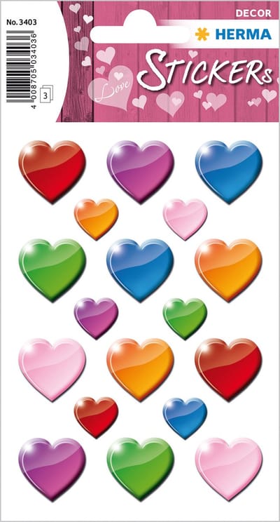 HERMA 3403 Stickers Décor Kleurige harten