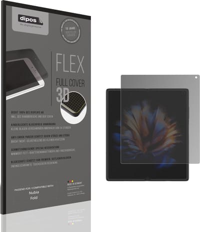 dipos FLEX – Matte Privacy Screenprotector geschikt voor Nubia Fold Aussenseite | Volledige Schermbescherming | Case-Friendly