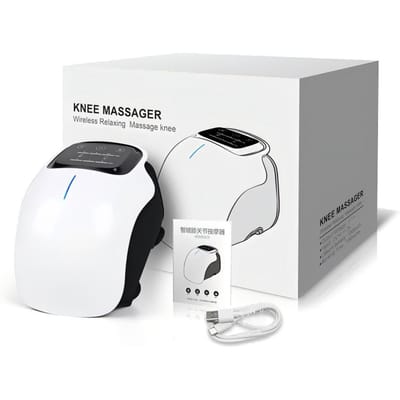 Slimme Draadloze Knie Massager Vibratie Ontspannende Massage Machine Gewrichtspijn Verlichting Apparaat Cadeaus Voor Ouderen wit