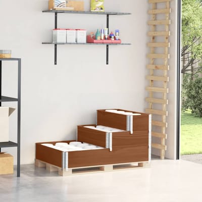 vidaXL - Verhoogde - plantenbak - 3-laags - 120x80 - cm - massief - grenenhout - bruin