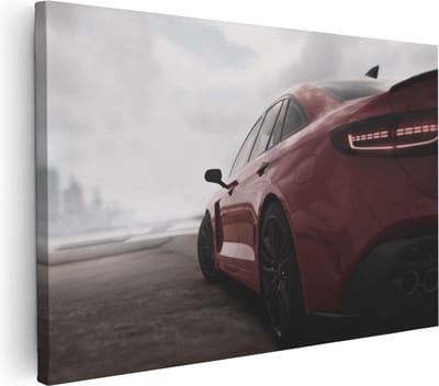 Artaza Canvas Schilderij Sportauto - 30x20 cm - Klein - Muurdecoratie Auto - Wanddecoratie Mancave - Kamer Accessoires Rood