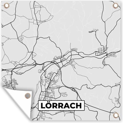 Tuin poster Plattegrond - Duitsland - Lörrach - Kaart - Stadskaart - 200x200 cm - Tuindoek