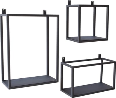 Urban Interiors Industrial Set van 3 Wandkastjes Zwart - Metaal  -