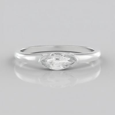 Cavill - Zilveren Ring 925 Sterling Zilver Platina Geplateerd - Marquise Zirkoon 0,697 ct - Minimalistisch Elegant Tijdloze Damesring