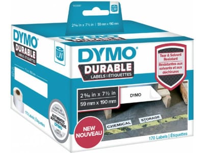 DYMO originele Duurzame LabelWriter labels | 59 mm x 190 mm | Witte Poly | 170 grote zelfklevende etiketten | Stevige labels voor de LabelWriter labelprinters