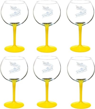 6 x Schweppes Gin Tonic  ballonglas gele voet
