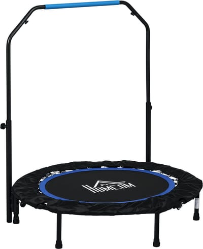 ECTEATOY®Fitness Trampoline - Trampoline - Opvouwbare fitness trampoline 102 cm met verstelbare foam handgreep, rebounder tot 150 kg, blauw